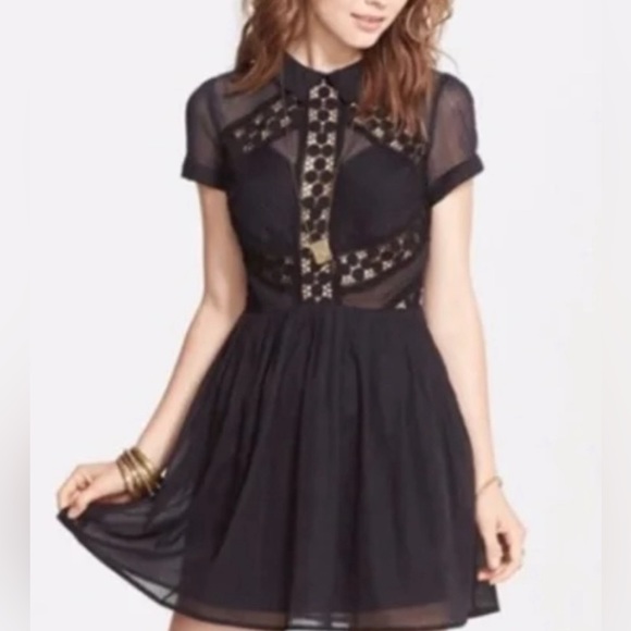 #14-Free People lBD with mesh and embroidery in noir - Picture 1 of 4